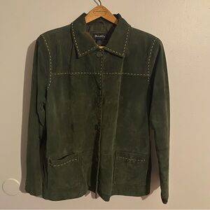 Denim&Co Olive Suede Button Front Lightweight Good Condition